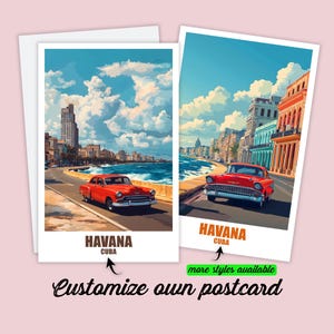 Personalisierte Havanna Postkarte, Kuba Karte, Grußkarte Geschenkkarte, Kuba Reise Postkarte Havanna Karte, Reisekarte für Freunde & Familie