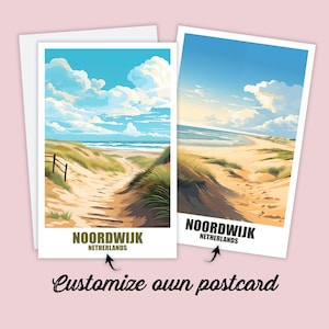 Carte postale personnalisée de Noordwijk, carte des Pays-Bas, carte-cadeau de carte de vœux de Noordwijk, carte postale de voyage, carte de voyage pour amis et famille