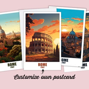 Postal personalizada de Roma, tarjeta de Italia, tarjeta de felicitación de Roma, tarjeta de regalo, postal de viaje del Coliseo, tarjeta de Roma, tarjeta de viaje para amigos y familiares