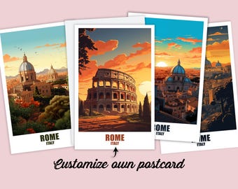 Carte postale personnalisée de Rome, carte d'Italie, carte-cadeau de vœux de Rome, carte postale de voyage du Colisée, carte de Rome, carte de voyage pour amis et famille