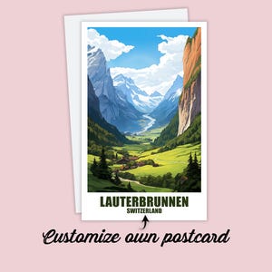 Lauterbrunnen Postkarte, Personalisierte Postkarte Lauterbrunnen, Schweiz Karte Reise Postkarte Geschenk Karte, Urlaubspostkarte Reisekarte