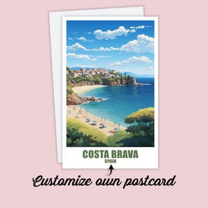 Costa Brava Postkarte, Personalisierte Postkarte Costa Brava, Spanien Karte Reise Postkarte Urlaubspostkarte für Freunde Familie, Urlaub