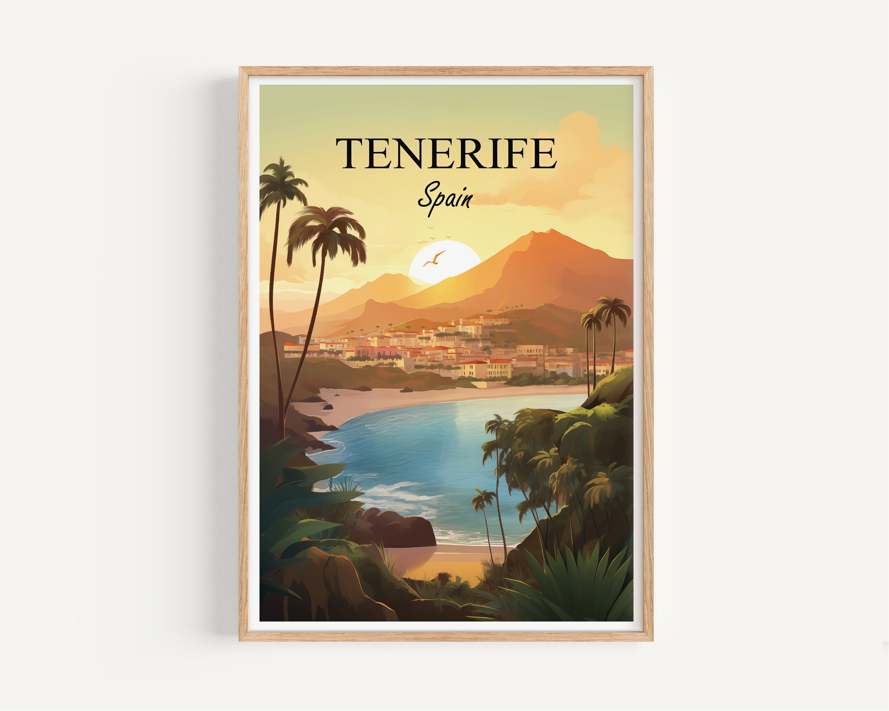 Affiche Vintage Tenerife Îles Fortunées – Poster 50x70cm, Reproduction HQ, Papier Neuf