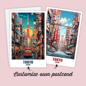 Personalisierte Tokio Postkarte, Japan Karte, Grußkarte Geschenkkarte, Japan Reise Postkarte, Tokio Karte Reisekarte Freunde und Familie