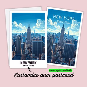 Carte postale personnalisée New York carte Manhattan Carte de vœux personnalisable carte cadeau carte de voyage Amérique, cadeau pour amis famille