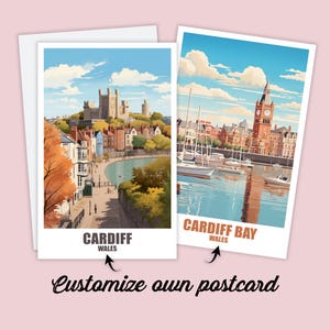 Carte postale de Cardiff, carte postale personnalisée de Cardiff, carte postale de voyage au Pays de Galles, carte postale de vacances pour les amis et la famille, carte Cardiff