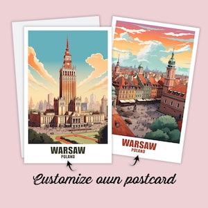 Carte postale personnalisée de Varsovie, carte de Pologne, carte de vœux, carte cadeau, carte postale de voyage en Pologne, carte de Varsovie, carte de voyage pour amis et famille