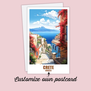 Carte postale de Crète, carte postale personnalisée Crète, Grèce Carte postale de voyage Carte-cadeau Carte postale de vacances pour les amis et la famille