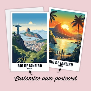 Personalisierte Rio de Janeiro Postkarte, Brasilien Grußkarte Geschenkkarte, Reise Postkarte Rio de Janeiro Karte Reisekarte Freunde Familie