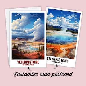 Carte postale personnalisée de Yellowstone, carte Yellowstone, carte de vœux, carte-cadeau, carte postale de voyage du parc national de Yellowstone, carte de voyage