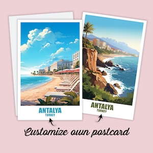 Personalisierte Antalya Postkarte, Türkei Karte, Grußkarte Geschenkkarte, Reise Postkarte, Antalya Karte, Reisekarte Freunde und Familie