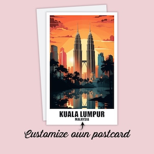 Kuala Lumpur Postkarte, Personalisierte Postkarte Kuala Lumpur, Malaysia Karte Reise Postkarte Geschenk Karte Urlaubspostkarte