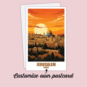Carte postale de Jérusalem, carte postale personnalisée Jérusalem, carte postale de voyage d'Israël, carte postale de vacances pour les amis et la famille