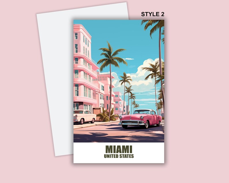 Personalized Miami Postcard, America Map, Florida Greeting Card Gift ...
