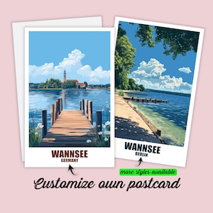 Personalizable Wannsee Postcard Berlin Travel Map Germany Personalized Gift for Friends Greeting Card Gift Card Holiday Card