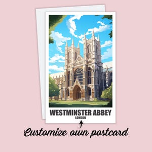Personalisierte Westminster Abbey Postkarte, London Karte, Grußkarte Geschenkkarte, England Reise Postkarte, UK Karte, Reisekarte Freunde