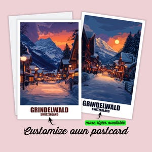 Carte postale personnalisée de Grindelwald, carte de Grindelwald, carte de vœux suisse, carte cadeau, carte de voyage suisse, cadeau pour les amis et la famille