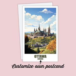 Postal personalizada de Ottawa, mapa de Canadá, tarjeta de felicitación de Ottawa, tarjeta de regalo, postal de viaje, mapa de Ottawa, tarjeta de viaje para amigos y familiares