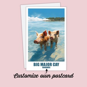 Big Major Cay Postkarte, Reise Postkarte von Big Major Cay, Personalisierte Postkarte, Bahama Urlaubs Postkarte für Freunde und Familie,