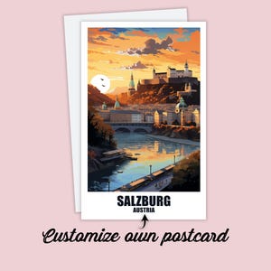 Carte postale personnalisée de Salzbourg, carte d'Autriche, carte de vœux, carte-cadeau, carte postale de voyage, carte de Salzbourg, carte de voyage pour amis et famille
