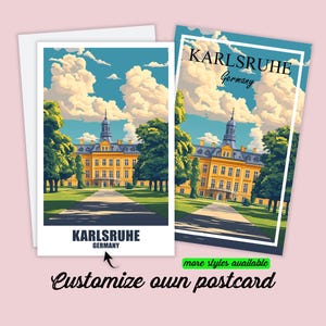 Carte postale personnalisable de Karlsruhe Carte de voyage en Allemagne Karlsruhe Cadeau personnalisé pour amis Carte de vœux Carte cadeau Carte