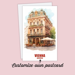 Carte postale personnalisée de Vienne, carte de l'Autriche, carte de vœux, carte cadeau, carte postale de voyage en Autriche, carte de voyage de Vienne, carte de voyage pour amis et famille