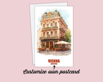 Carte postale personnalisée de Vienne, carte de l'Autriche, carte de vœux, carte cadeau, carte postale de voyage en Autriche, carte de voyage de Vienne, carte de voyage pour amis et famille