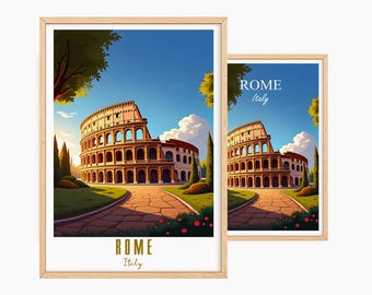 Rome Poster, Personalized Travel Poster Rome, Italy Vintage Poster, Illustration, Wall Art Decoration, Personalized Gift