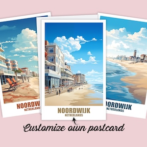 Carte postale personnalisée de Noordwijk, carte des Pays-Bas, carte-cadeau de carte de vœux de Noordwijk, carte postale de voyage, carte de voyage pour amis et famille