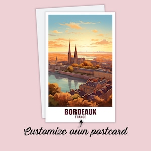 Bordeaux postcard, personalized postcard Bordeaux, France travel postcard, holiday postcard for friends and family, Bordeaux card