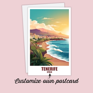 Carte postale personnalisée de Tenerife, carte Espagne, carte de vœux, carte cadeau, carte postale de voyage, carte Tenerife, carte de voyage amis et famille