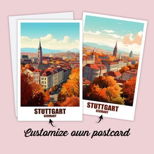 Personalisierte Stuttgart Postkarte, Deutschland Karte, Grußkarte Geschenkkarte, Reise Postkarte, Stuttgart Karte Reisekarte Freunde Familie