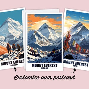 Personalisierte Mount Everest Postkarte, Nepal Karte, Himalaya Grußkarte Geschenkkarte Reise Postkarte Karte, Reisekarte Freunde & Familie