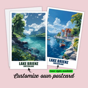 Personalisierte Brienzersee Postkarte Schweiz Karte Brienz Personalisierbar Geschenk für Freunde Grußkarte Geschenkkarte Reisekarte Urlaub