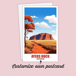 Carte postale personnalisée d'Ayers Rock, carte de l'Australie, carte postale de voyage, carte de vœux, carte cadeau, carte postale pour amis et famille