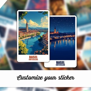 Adesivo personalizzato Basilea Svizzera Adesivo personalizzabile Basilea Adesivo regalo da viaggio Valigia da viaggio Adesivo da viaggio Adesivo per auto