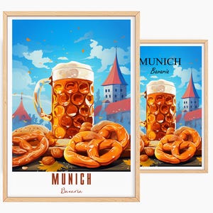 Munich Poster, Personalized Travel Poster of Munich, Germany Vintage Poster, Illustration, Wall Art, Decoration Wall Art, Gift
