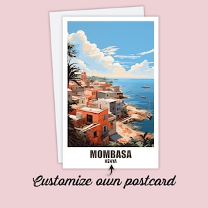 Personalisierte Mombasa Postkarte, Mombasa Karte, Kenia Grußkarte Geschenkkarte, Reise Postkarte Kenia Karte, Reisekarte Freunde & Familie