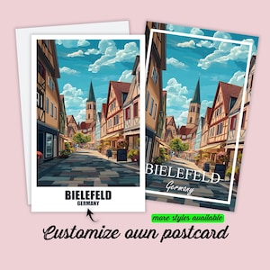 Carte postale personnalisée de Bielefeld, carte de l'Allemagne, cadeau personnalisable pour amis, carte de vœux, carte cadeau, carte de voyage