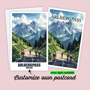 Carte postale personnalisée du col de l'Arlberg, carte de l'Autriche, carte de vœux, carte cadeau, carte postale de voyage, carte des Alpes, carte de voyage pour amis et famille