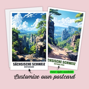 Personalisierte Sächsische Schweiz Postkarte Deutschland Karte Personalisiert Geschenk für Freunde Grußkarte Geschenkkarte Reisekarte Urlaub