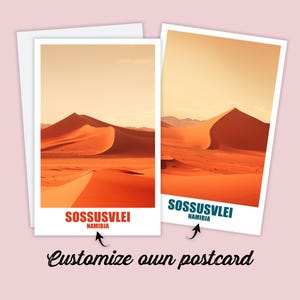 Carte postale personnalisée de Namibie, carte Sossusvlei, carte de vœux, carte cadeau, carte postale de voyage, carte Namibie, carte de voyage amis famille