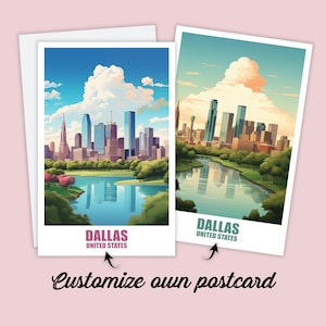 Dallas Postkarte, Personalisierte Postkarte Dallas, Amerika Karte Reise Postkarte, Urlaubspostkarte für Freunde und Familie, Texas Geschenk
