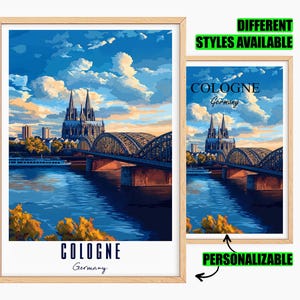 Personalized Cologne Poster Germany Travel Poster Cologne Cathedral Personalizable Gift for Friends Personalized Poster Travel Gift