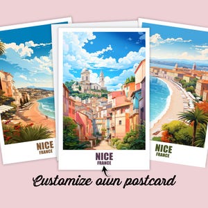 Personalisierte Nizza Postkarte, Frankreich Karte, Nizza Grußkarte Geschenkkarte Reise Postkarte Nizza Karte, Reisekarte Freunde & Familie