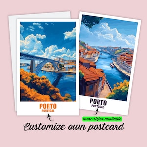 Personalized Porto Postcard Portugal Map Personalizable Greeting Card Gift Card Porto Travel Card, Gift for Friends Family Card