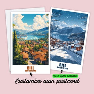 Carte postale personnalisée de Bienne, carte de Suisse, carte de vœux de Bienne, carte cadeau, carte de voyage en Suisse, carte postale personnalisée pour les amis et la famille