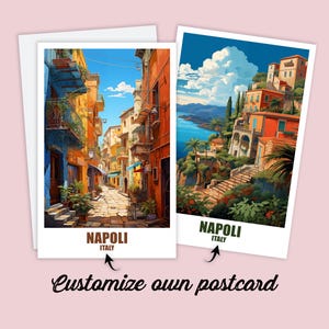Carte postale personnalisée de Naples, carte d'Italie, carte de vœux de Naples, carte-cadeau, carte postale de voyage, carte de Naples, carte de voyage, amis et famille