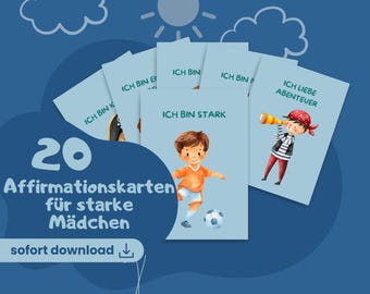 20 afirmacjikarten für Jungs PDF - Mutmacherkarten - 20 pozytywnych Sprüche - Selbstwert stärken