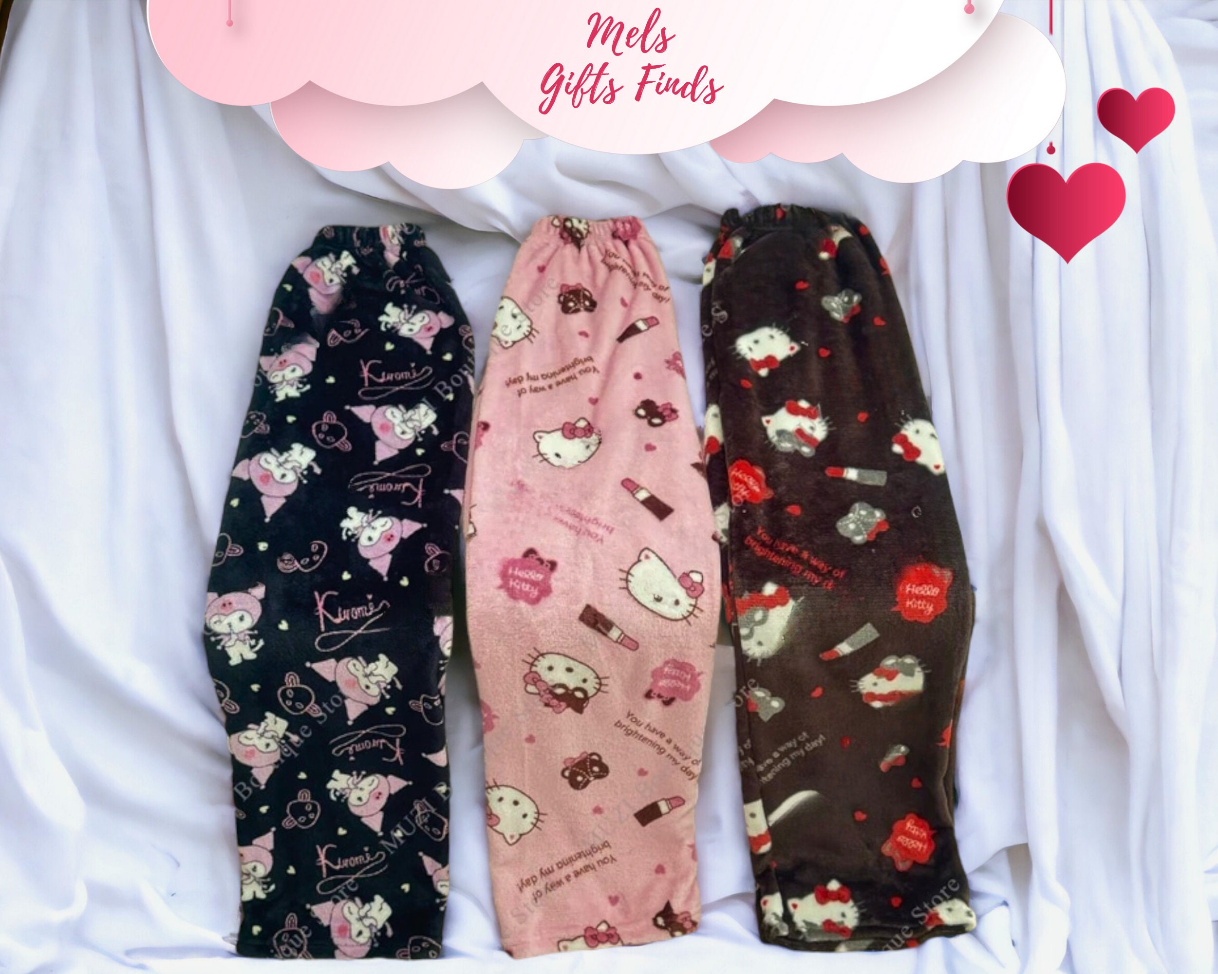 Hello Kitty Pajama Pants Y2k Fairy Sanrio Flannel Autumn Warm